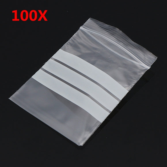 100Pcs 7x10cm Reclosable Ziplock Bag with Writing Panels PE Self Adhesive Seal Ring Bags