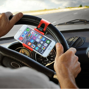 Mobile Phone Stand Holder Mount Clip Buckle Socket on Car Steel Ring Wheel for iPhone 6 Plus