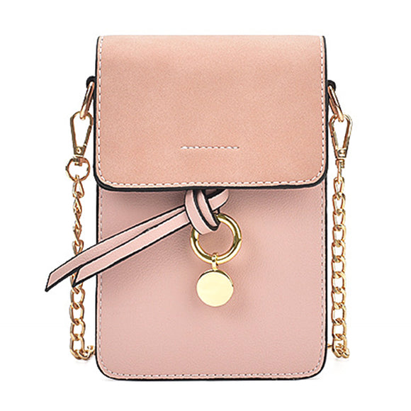 Stylish Girl PU Leather Flap Phone Bag Chain Shoulder Bag Crossbody Bags For Women