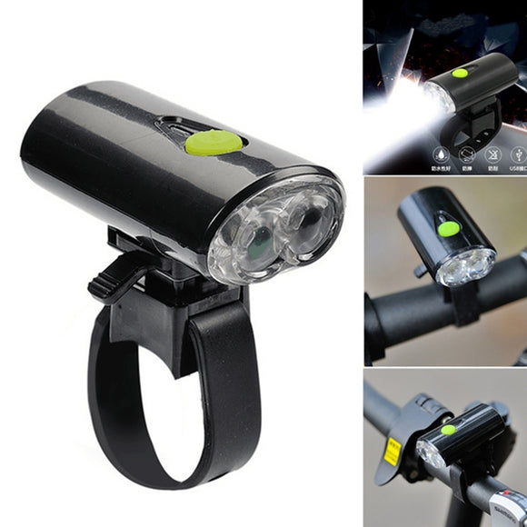 USB Rechargeable LED Bike Head Front White Light Lamp Bicycle Cycling Light 3 Modes