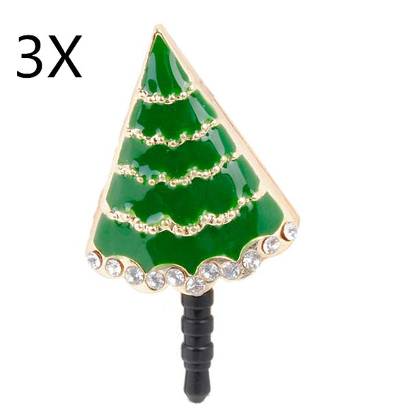 3x Christmas Gift Tree Cell Phone Anti Dust Plug For Mobile Phone