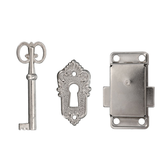 Cabinet Door Furniture Decorative Hardware Latch Hasp Pull Handles Key Curio Grandfather Clock Lock