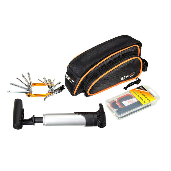 Bike Repair Kit Tyre Box Mountain Bike Repair Tools Multifunction Folding Tool Storage Bag Inflator