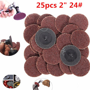 25pcs 24 Grit 2 Inch R-Type Abrasive Sanding Discs Roll Lock Sanding Pads