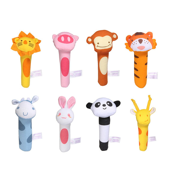 New Baby Rattle Toy BIBI Bar Animal Squeaker Toys Infant Hand Puppet Enlightenment Plush Doll 8