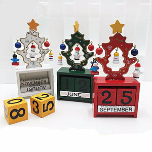 Wooden Christmas Tree Calendar Table Desk Home Office Ornament Christmas Decoration Gift