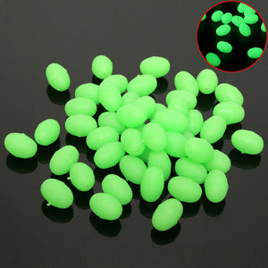 150pcs 10*15mm Glow Fishing Beads Tackle Floating Green Oval Luminous For DIY