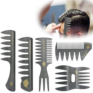 Retro Men's Head Comb Big Back Shape Comb Wide Tooth Head Insert Comb Fork Hair Scissors Tool