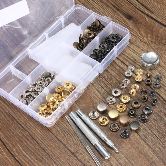 10pcs Press Stud Buttons Poppers Leather Craft with Fixings Tools Kit 633Tools