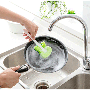 KCASA KC-CS016 Guitar Shape Strong Decontamination Cleaning Sponge Brush Scrubber Kitchen Tools