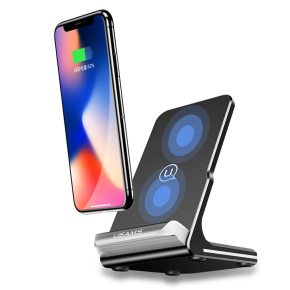 USAMS US-CD28 Qi Wireless Charger Holder Fast Charging Pad with Smart Chip Support QC2.0/3.0