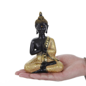 Resin Praying Thai Buddha Sitting Ornament Figure Statue Sculpture Meditatin Figurine