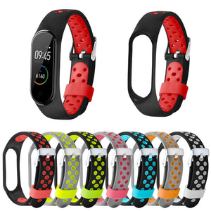 Bakeey Dual Color Metal Buckle Replacement Silicone Watch Band for Xiaomi Band 4&3 Smart Watch