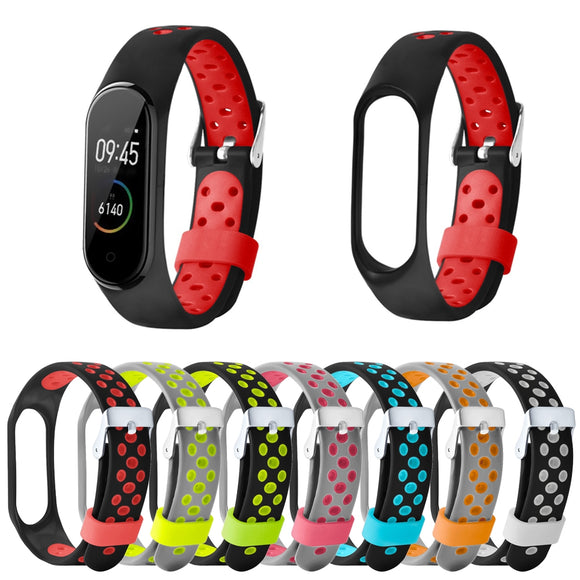 Bakeey Dual Color Metal Buckle Replacement Silicone Watch Band for Xiaomi Band 4&3 Smart Watch