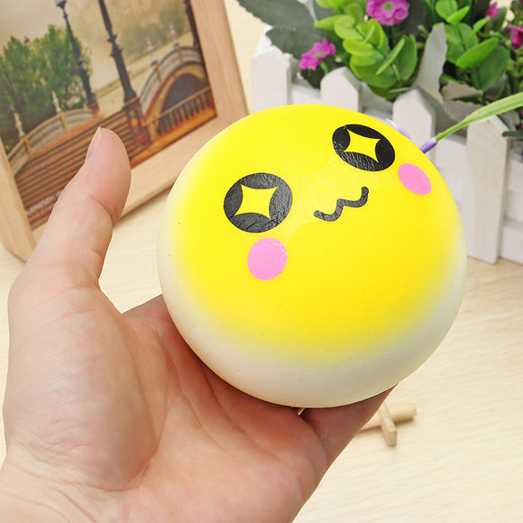 Squishy Jumbo Random Emoji Face Bread 9.5cm Slow Rising Key Chain Phone Bag Decor Collection Gift