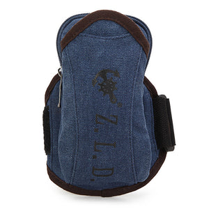 Men Women Canvas Sport Outdoor Phone Holder Small Arm Bag