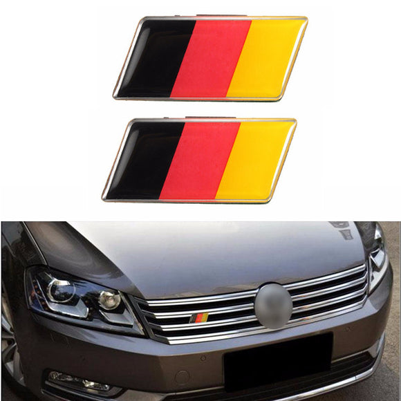 2Pcs Aluminium German Germany Flag Badge Grille Emblem Decal Universal Decoration