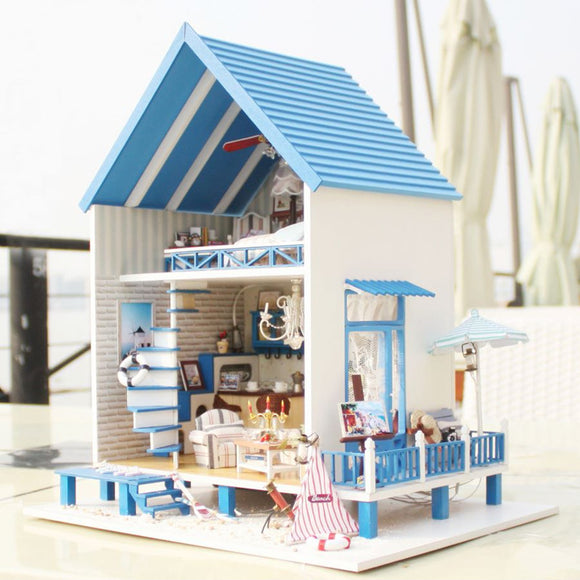 CuteRoom A-018-A Romantic Aegean Sea DIY Dollhouse Miniature Model With Light Music Gift Collection