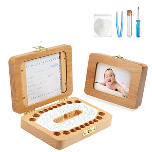 Wooden Kids Baby Tooth Box Milk T eeth Organizer Flip Cover Collect Storage Box Cutton Boy Girl Gift Kid Present Photo Note Case Tool Box