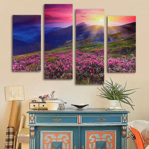 Four Cascade Modern Unframed Mountain Scene Canvas Painting Decorative Wall Picture Home Decoration