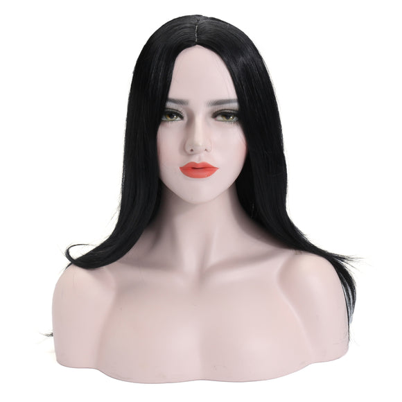 Fashion Medium Straight Middle Part Black Women's Hair Wig