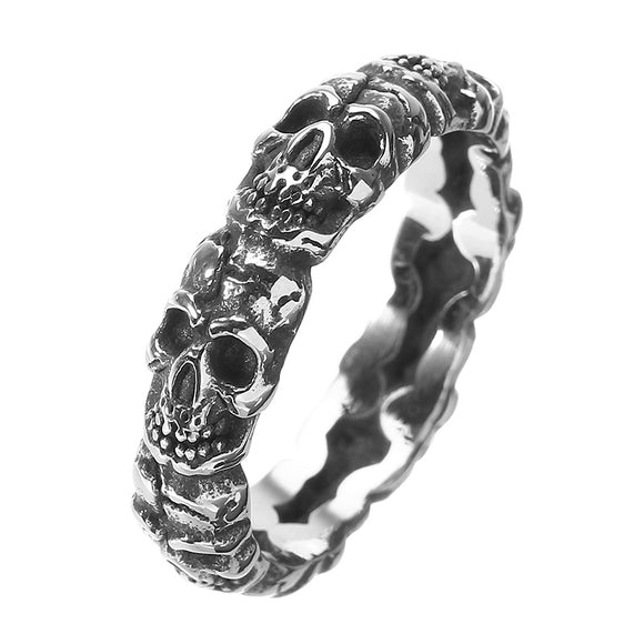 Trendy 316L Stainless Steel Finger Ring Skull Head Ring Wholesale for Men Halloween Jewelry