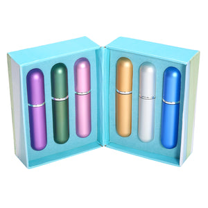 6Pcs Portable Perfume Atomizer Spray Bottles Dispenser Set Spicy Wood Tone Aquatic Wood Tune Oriental Flower