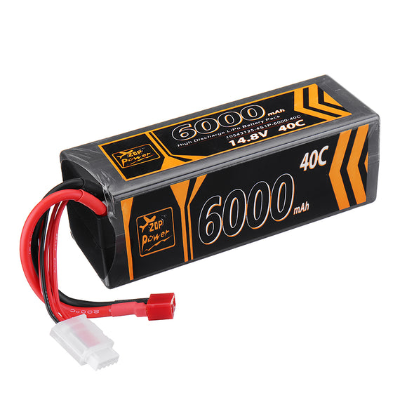 ZOP Power 14.8V 6000mAh 40C 4S Lipo Battery T Plug for RC Car RC Airplane