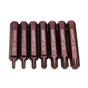 Broppe 7pcs T20-55 75mm Magnetic Torx Screwdriver Bit 10mm Hex Shank for Impact Screwdriver