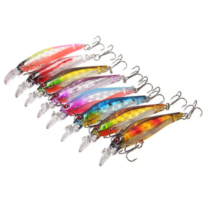 ZANLURE 8 Pcs Wobblers Laser Minnow Floating Fishing Lures Crankbaits Hooks Bass Tackle