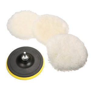 MATCC 4pcs 6 Inch Polishing Buffer Pad Polishing Bonnets Lambs Wool With M14 Drill Adapter