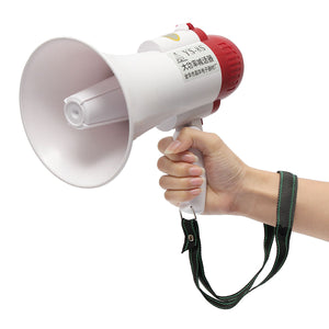 Portable Speaker Megaphone Strap Grip Loudspeaker Record Play with Siren