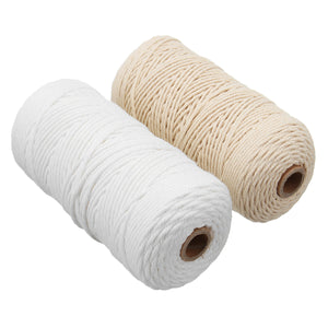 2mm x 200m Natural Beige White Twisted 100% Pure Cotton Cord Rope DIY Crafts Macrame String