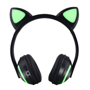 Wireless bluetooth 5.0 Headphone LED Colorful Car Ears Cute Music Headset Stereo Headphone with Mic