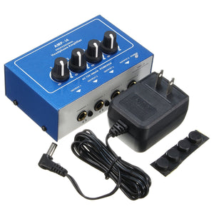 AMP-i4 Miniprofessional Portable 4 Channel Headphone Audio Stereo Amplifier Mixer