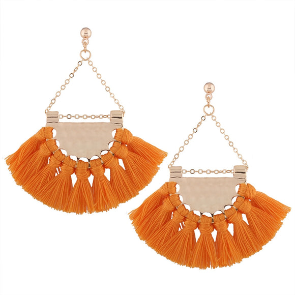 Bohemia Women's Alloy Earrings Four Colors Retro Sector Tassel Earrings