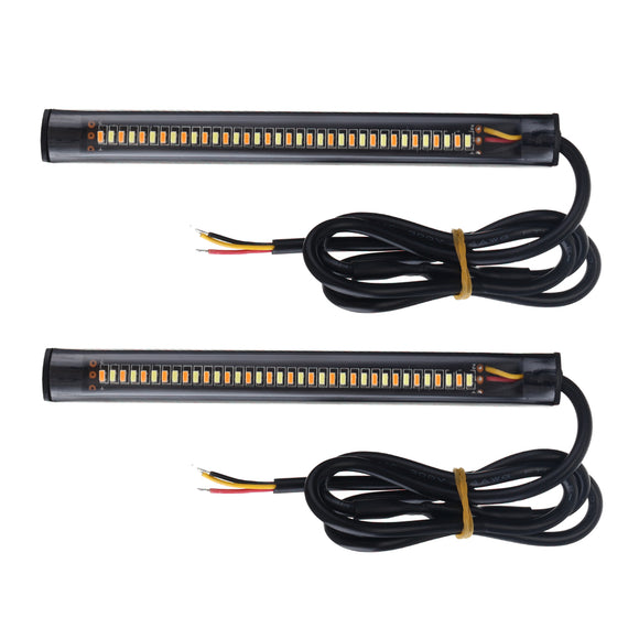 2pcs 12V Sequential Amber LED Fork Strips Dynamic Turn Signal Indicator Blink DRL Lights Universal