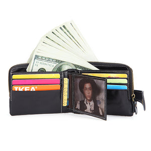 RFID Men Genuine Leather Multi-function Wallet