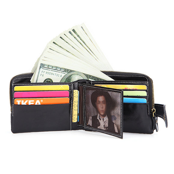 RFID Men Genuine Leather Multi-function Wallet