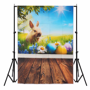 3x5FT Vinly Rabbit Flower Glass Spring Photography Backdrop Background Studio Prop