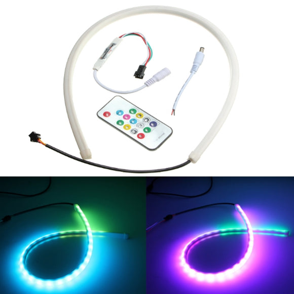 60CM RGB LED Strip Light Flexible Neon Hood Car Decorations Kit With Remote Control