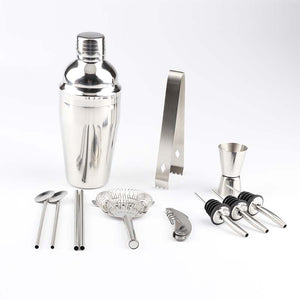 13PCS Stainless Steel Cocktail Shaker Bar Sets Jigger Muddler Bartender Tools Kit