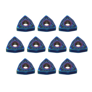 Drillpro 10pcs HRC45 Blue Nano WNMG080404 Carbide Insert for WWLNR/L MWLNR/L Turning Tool Holder