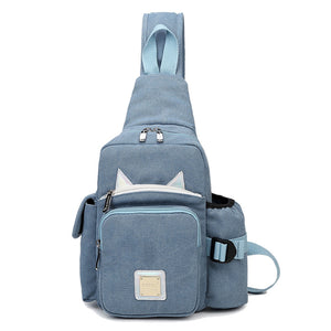 Canvas Cartoon Waterproof Chest Bag Multi Function Crossbody Bag For Men Women