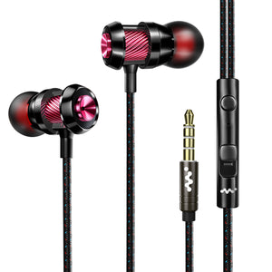 Universal Metal bass In-Ear Earbuds 3.5mm Wired Control Earphone Headphone with Mic for Mobile Phones