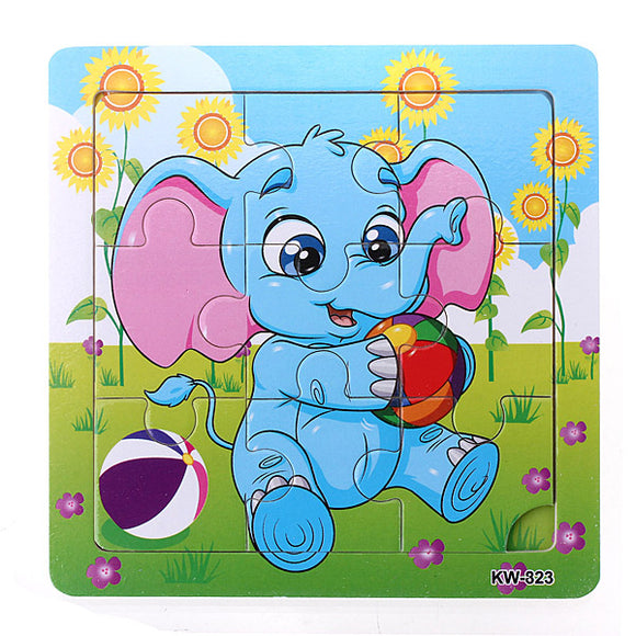 9Pcs DIY Wooden Elephant Puzzle Jigsaw Baby Kids Training Toy