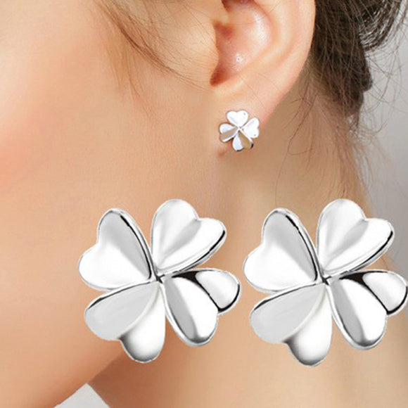 925 Sterling Silver Sweet Lucky Flower Earrings For Women