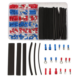 200pcs Terminals Connectors + 60pcs 2:1 Black Heat Shrink Tube Assorted Box Kit