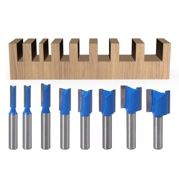 8mm Shank Straight Woodworking Router Bit Set Carpenter Milling Cutter 5/6/8/10/12/14/18/20mm Cutting Diameter