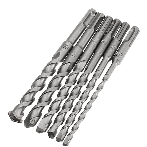 6Pcs 6 to 16mm Electric Hammer Drill Bit Set 160mm Carbide Tip SDS Plus Shank Concrete Drill Bits